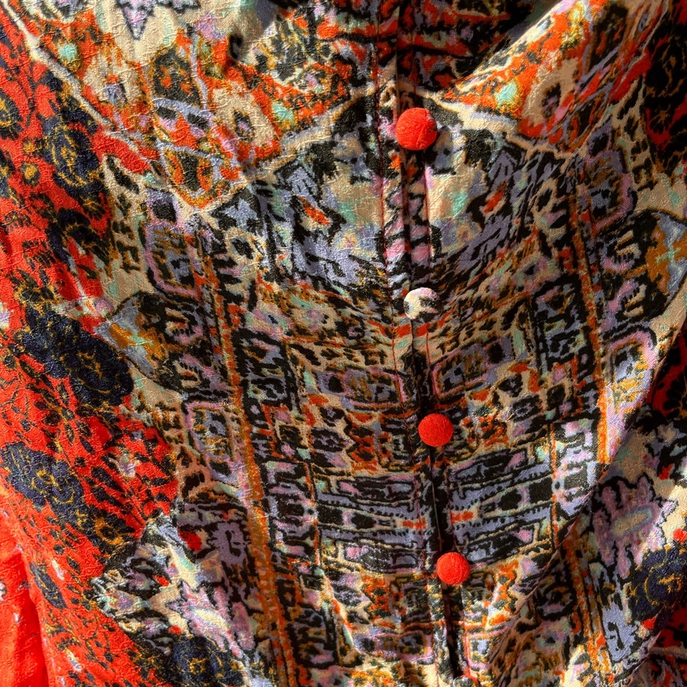 Free People Intimately Orange Multi-Color Artsy Spaghetti Strap Maxi Dress NWT - Picture 7 of 11